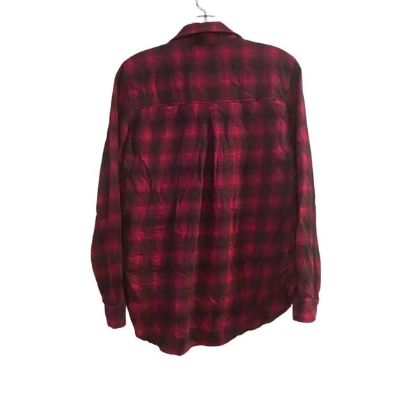 American Eagle Women's Boyfriend Fit Plaid Flannel Shirt Red Size S - Picture 9 of 11